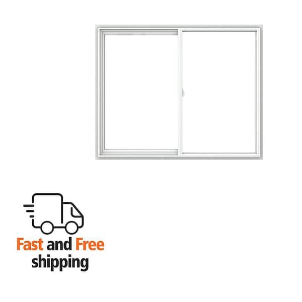 V-2500 60 in. x 48 in. White Vinyl Nailfin Sliding Window with Low E, Argon, Screen, and No Grids - Energy Saver