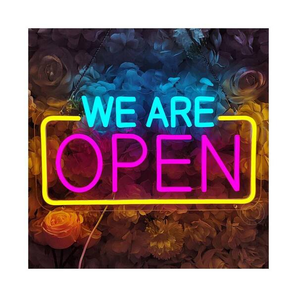 1 Pack Open Series Rectangular Acrylic LED Neon Light Sign USB Powered Wall Decor for Business Store Bar Pub
