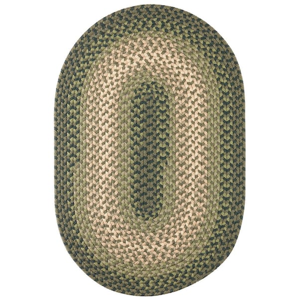 Pioneer Green Multi 2 ft. x 4 ft. Oval Indoor/Outdoor Braided Area Rug