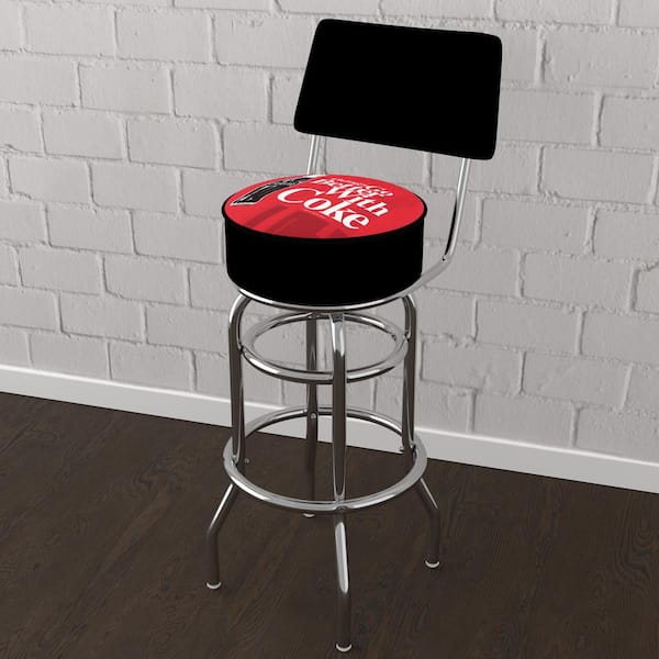 Coke Chrome Bar Stool with Swivel - Coca-Cola Things Go Better with Coke  Bottle Art 