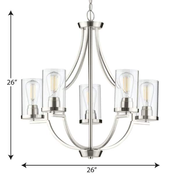 Progress Lighting Lassiter Collection 5 Light Brushed Nickel Clear Glass Modern Chandelier P400197 009 The Home Depot Progress Lighting Lassiter Collection 5, Modern Chandelier Lighting Home Depot