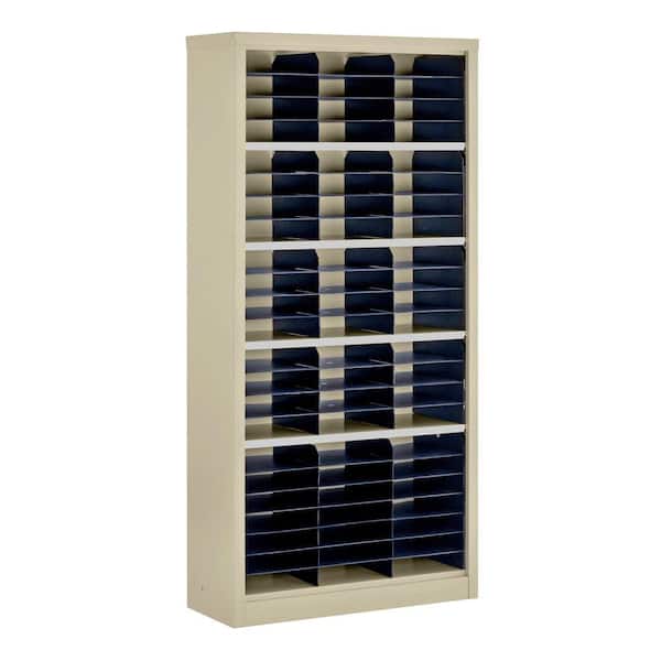 Sandusky 72 in. H x 34.5 in. W x 13 in. D Steel Commercial Literature Organizer Shelving Unit in Putty