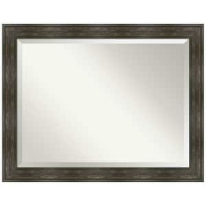 Medium Rectangle Rail Rustic Char Beveled Glass Casual Mirror (36.25 in. H x 46.25 in. W)