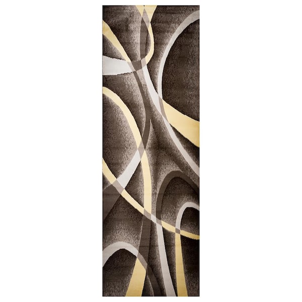 MSRUGS Strangeways Brown/Beige 2 ft. x 7 ft. Polypropylene Runner Rug