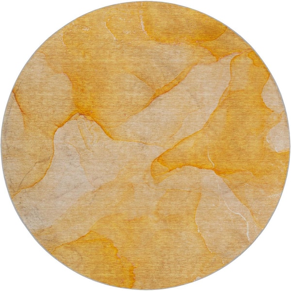 Round Orange Rug Addison Rugs Dream Shag Premium Machine Washable Abstract ADS509 Orange ...