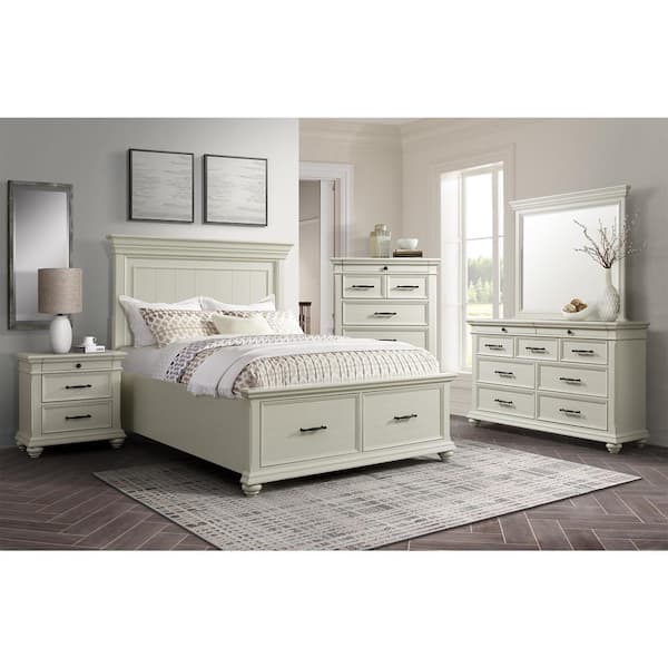 Brooks Antique White 3 Drawer 28 in. Wide Nightstand
