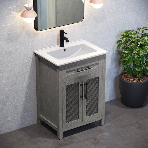 Swiss Madison Calice 24 in. W x 18.12 in. D x 34 in. H Bathroom Vanity in Carbon Grey