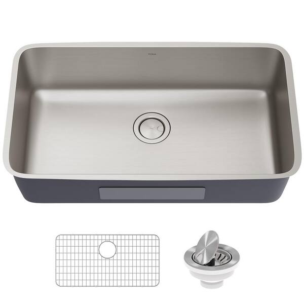 KRAUS Dex 16-Gauge Stainless Steel 32.87 in. Single Bowl Undermount Kitchen Sink