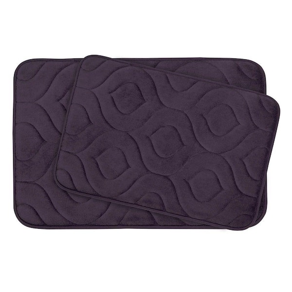 BounceComfort Naoli Plum 20 in. x 34 in. Memory Foam 2-Piece Bath Mat Set