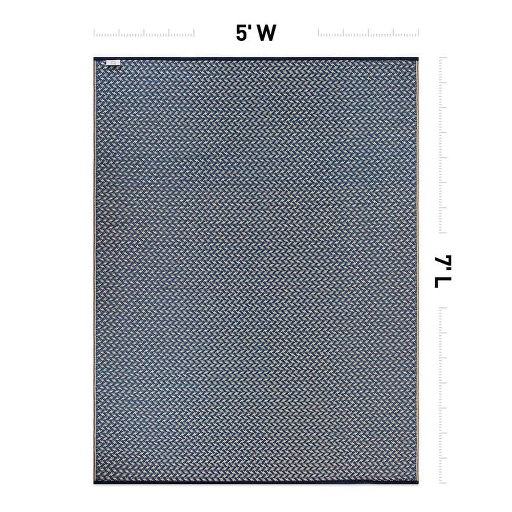 Navy 5' x 7' Reversible Synthetic Flat Woven Rug