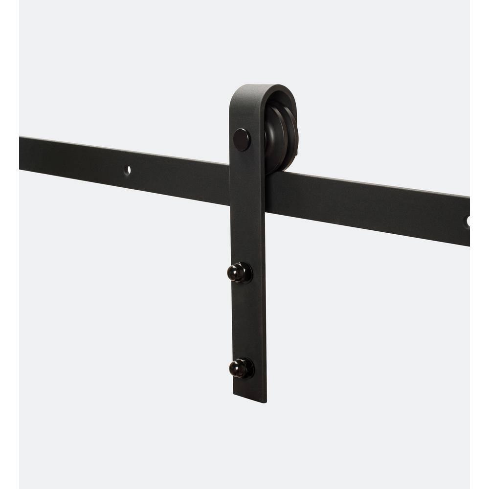 Black Solid Steel Sliding Barn Door Hardware Kit