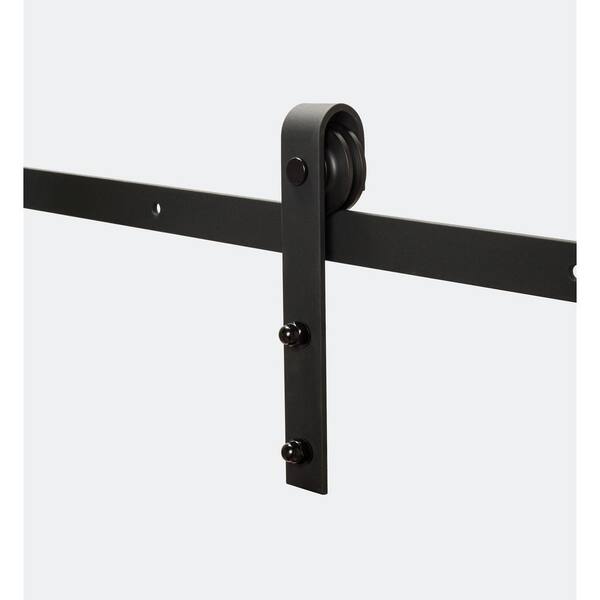 American Pro Decor 137 75 In Black Solid Steel Sliding Barn Door Hardware Kit For Double Wood Doors W Routed Floor Guide 2 Piece Rails 5apd10651 Double Wood Doors W Routed Floor Guide, Black Sliding Door Handle Bunnings