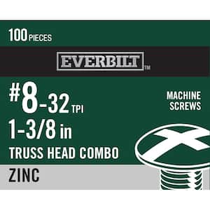 #8-32 x 1-3/8 in. Combo Truss Head Zinc Plated Machine Screw (100-Pack)