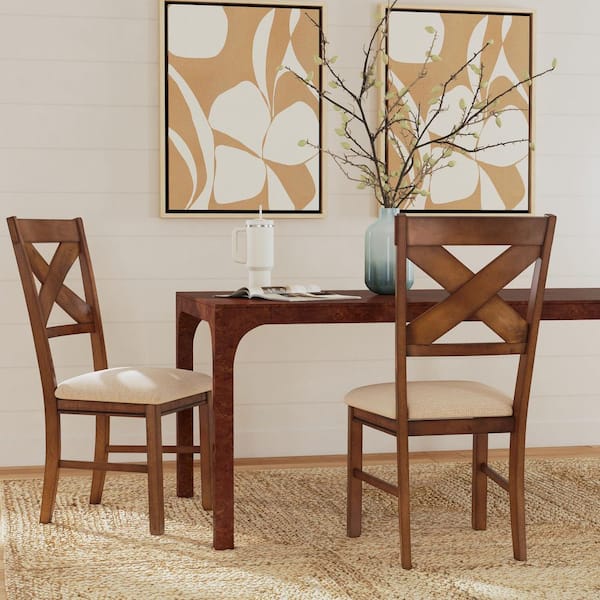 Powell Company Neumann Dark Hazelnut Brown Fabric Dining Side