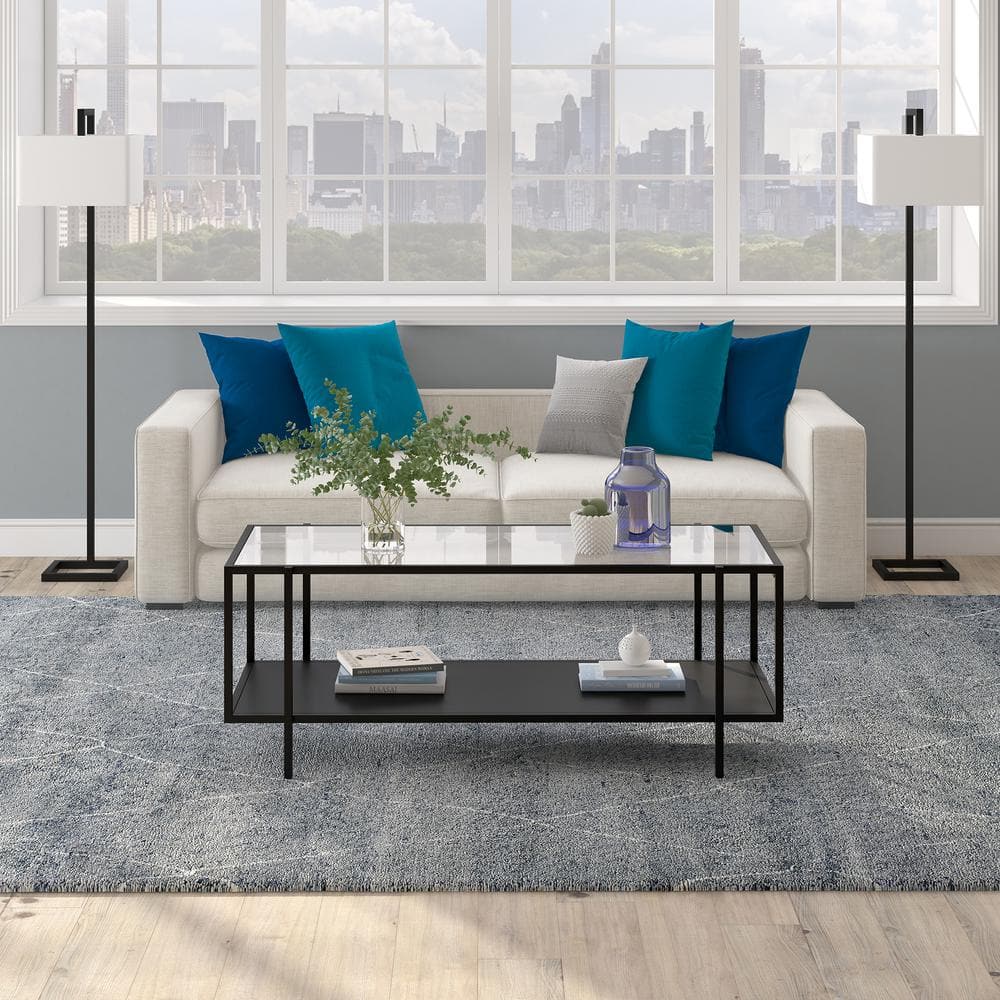 Mid-Century Blackened Bronze 45'' Glass Top Coffee Table