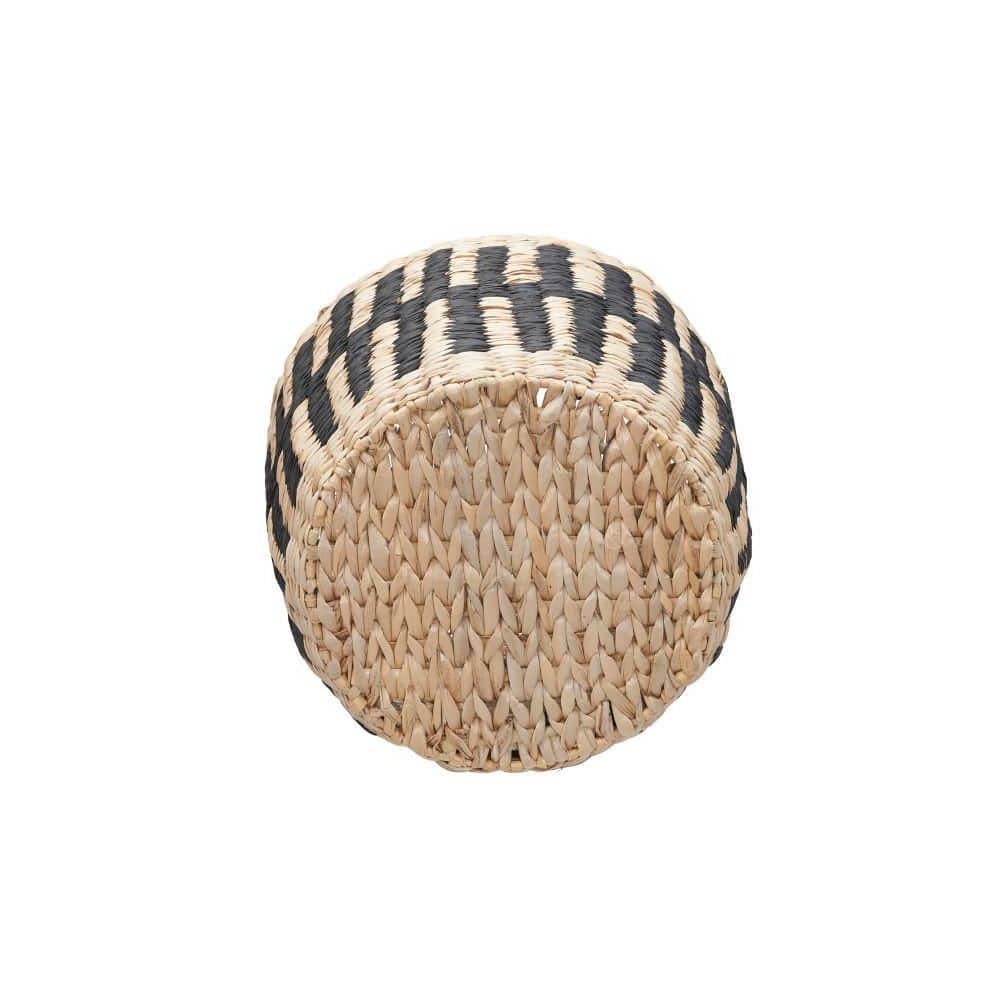 Natural and Black Seagrass Woven Storage Basket with Handles