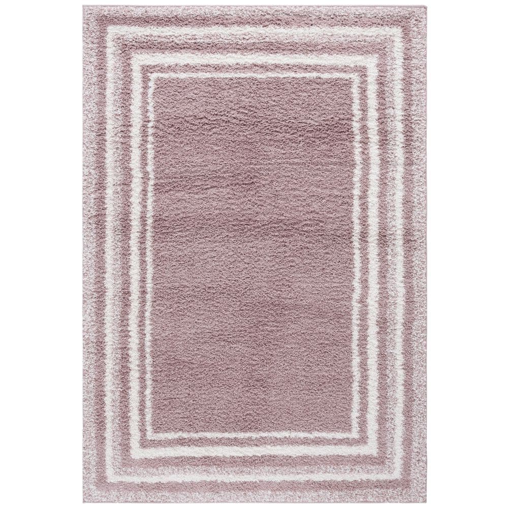 Border and Stripe Shag 4 ft. x 6 ft. Pink/Ivory Concentric Border Area Rug price history on PriceWatchPro