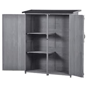 55.1 in. W x 20 in. D x 63.8 in. H Gray Wood Outdoor Storage Cabinet, Tool Organizer with Waterproof Asphalt Roof