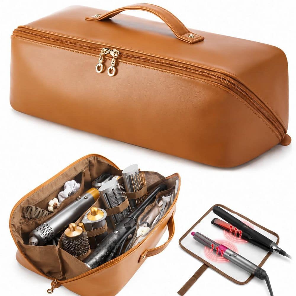 Travel Installation Hair Tool Organizer in Leather Finish, Heat Resistant Mat, Wide-Open Storage Bag price history on PriceWatchPro