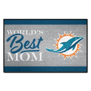 Miami Dolphins World's Best Mom Aqua 1.5 ft. x 2.5 ft. Starter Area Rug