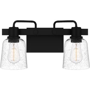 Lydia 16 in. 2-Light Matte Black Vanity Light