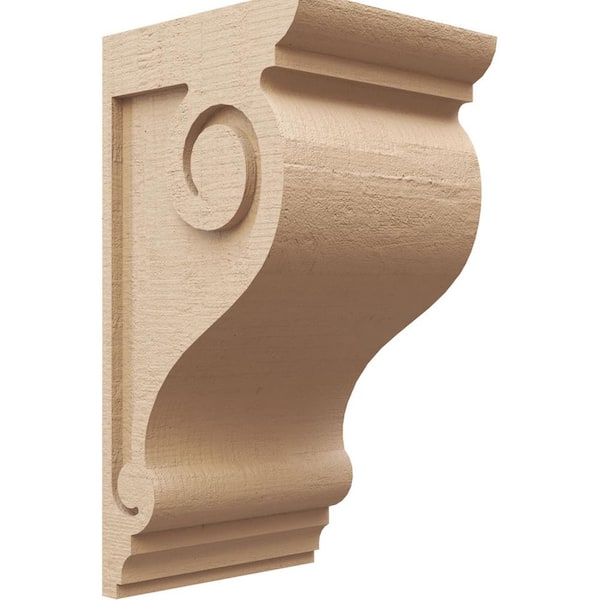 Ekena Millwork 10 in. x 10 in. x 20 in. Series 2 Wide Scroll Rough Cedar Woodgrain Timberthane Polyurethane Corbel, Primed Tan