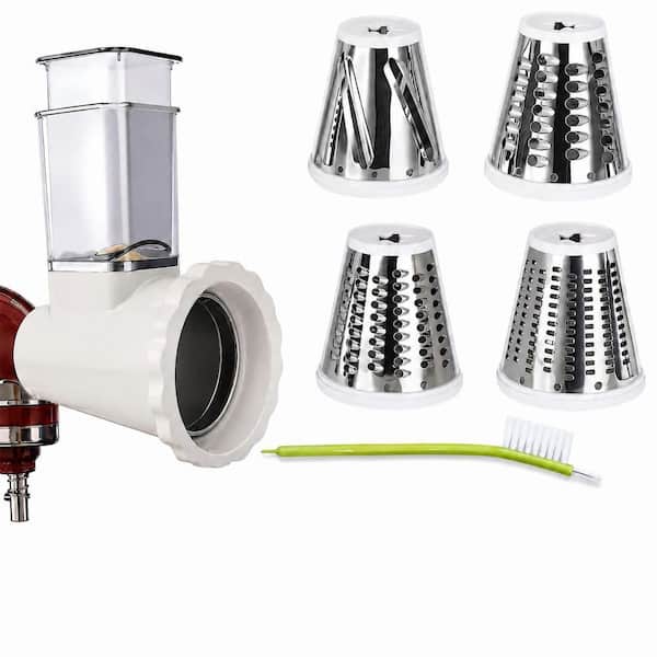 Stainless Steel Cheese Grater Slicer Shredder Attachment with 4 Blades for All KitchenAid Stand Mixers, Food Slicers
