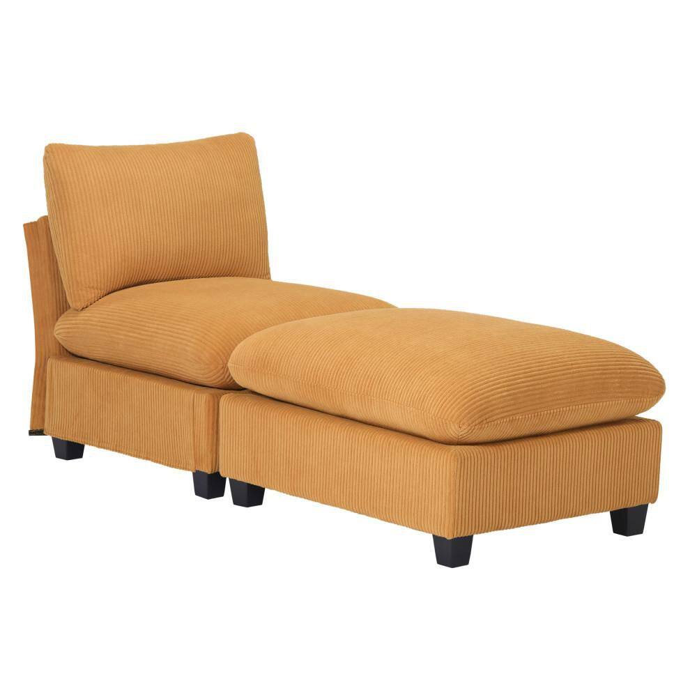 Hamilton Corduroy Upholstered Armless Single Modular Sofa Accent Chair w/ Footstool Ottoman Set, Mustard price history on PriceWatchPro