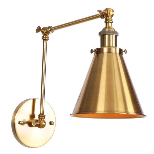 Gld 1 Light 5 31 In Brass Sconce Vintage Industrial Swing Arm Wall Lamp Ws Lbd Gg202 The Home Depot Gld 1 Light 5 31 In Brass Sconce, Brass Swing Arm Wall Lamp Uk