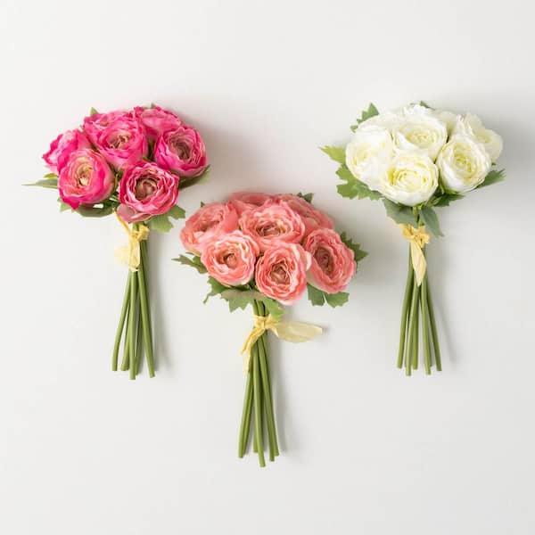 SULLIVANS 10 " Artificial Ranunculus Bush Set of 3