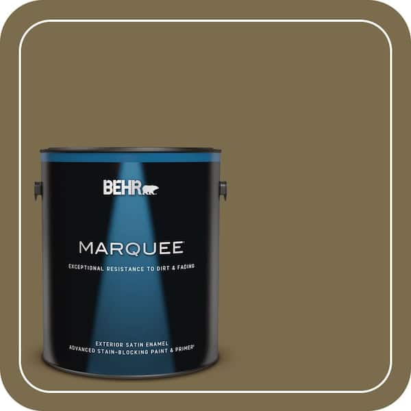 BEHR MARQUEE 1 gal. #PPU8-01 Olive Satin Enamel Exterior Paint & Primer