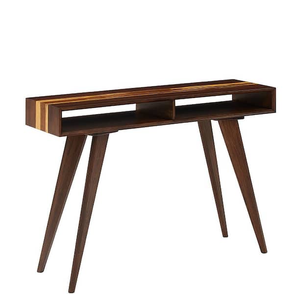 Sarah 14 in. Burgundy Rectangle Bamboo Wood Console Table