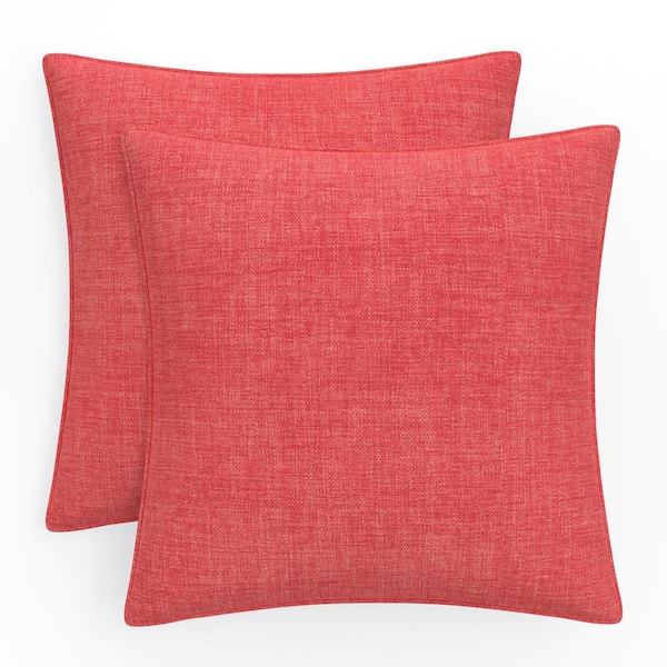 Pillow Perfect Solid Twill 16.5 in W x 5 in H Outdoor Accent Throw Pillows 2-Count in Orange Splash Coral