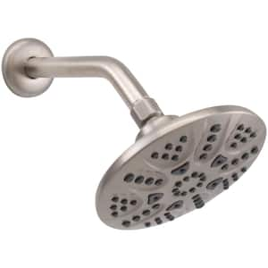 5-Spray Patterns with 1.8 GPM 6 in. Wall Mount Fixed Shower Head w/ 8 in. Shower Arm in Satin Nickel