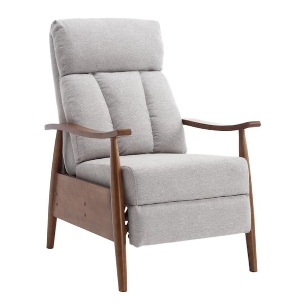 Tenleaf Brown Wood Outdoor Chaise Lounge with Light Gray Cushions