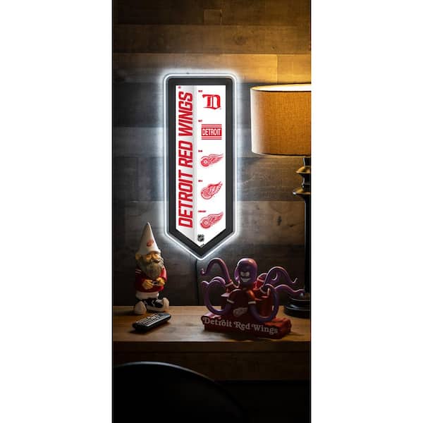 Evergreen Detroit Red Wings 23 in. x 9 in. Pennant Vintage Logo Plug-In LED Lighted Sign
