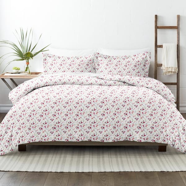 Becky Cameron Blossoms Patterned Performance Pink Queen 3-Piece Duvet Cover Set