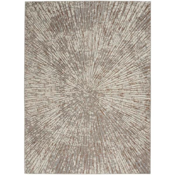 Nourison Glow Grey Mocha 6 ft. x 9 ft. Abstract Contemporary Area Rug