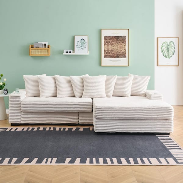 94.5 in. Square Arm 2-Piece L Shaped Linen Modern Sectional Sofa in Dark Gray