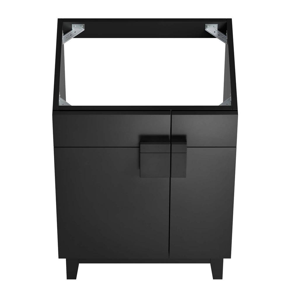 Miles 24" Black Particleboard Bathroom Vanity Cabinet with Rubberwood Legs