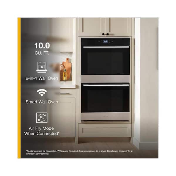 Whirlpool 30-in Smart Double Electric Wall Oven with Air Fry Single-fan and  Self-cleaning (Fingerprint Resistant Stainless Steel) in the Double  Electric Wall Ovens department at