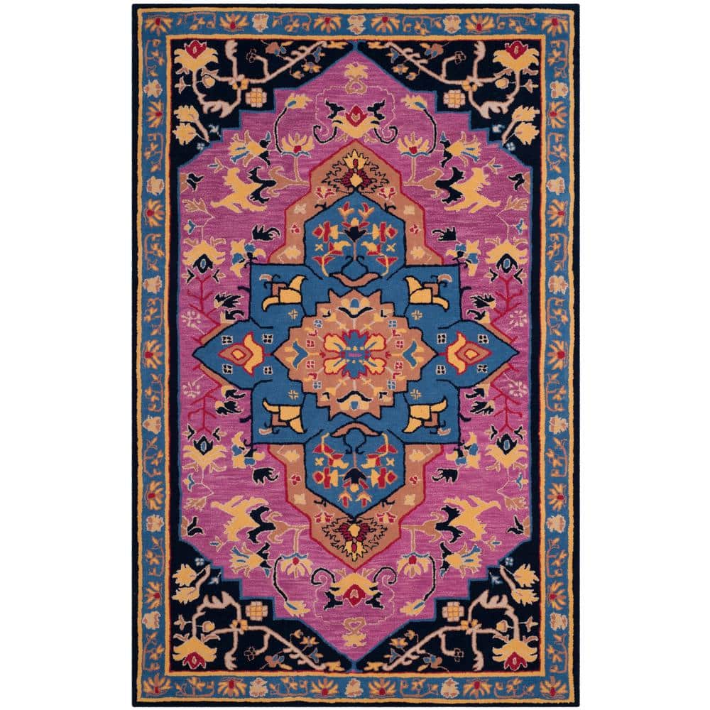 Border Area Rug Pink SAFAVIEH Bellagio Pink/Multi 4 ft. x 6 ft. Border Area Rug BLG506A-4 ...