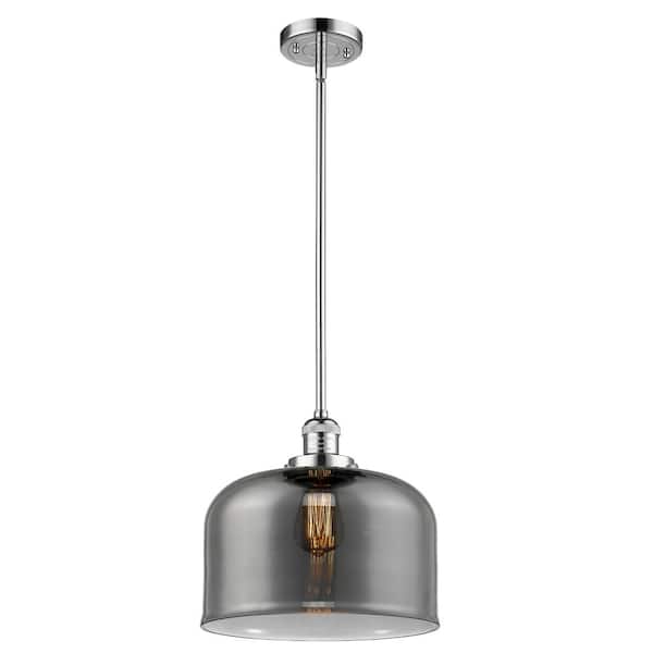 Innovations Bell 60-Watt 1-Light Polished Chrome Shaded Mini Pendant-Light with Tinted glass Tinted Glass Shade