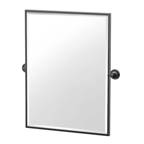 Gatco Designer 25 in. W x 33 in. H Framed Rectangular Beveled Edge Bathroom Vanity Mirror in Matte Black