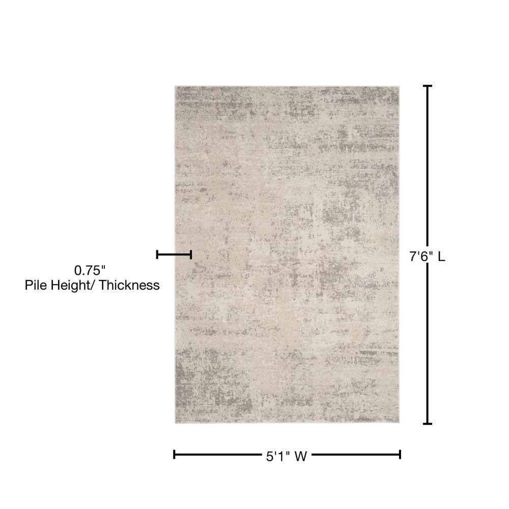 Princeton 59" x 5" Gray Rectangular Viscose Area Rug