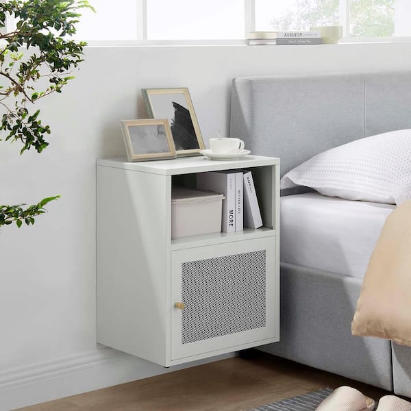 MODWAY Covelo Light Gray Wall Mount Nightstand with 2-Shelves