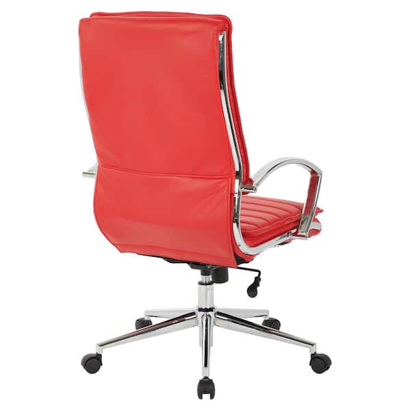Office Star Products High Back Manager's Faux Leather Chair in Red