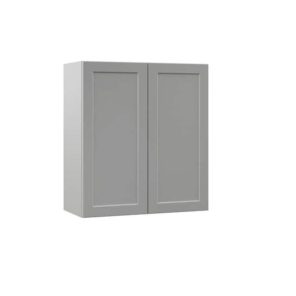 Hampton Bay Designer Series Melvern Assembled 27x30x12 in. Wall Kitchen Cabinet in Heron Gray