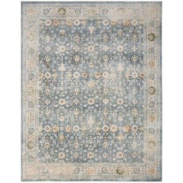 Nourison Astra Machine Washable Teal Beige 8 ft. x 10 ft. Distressed Traditional Area Rug 978240