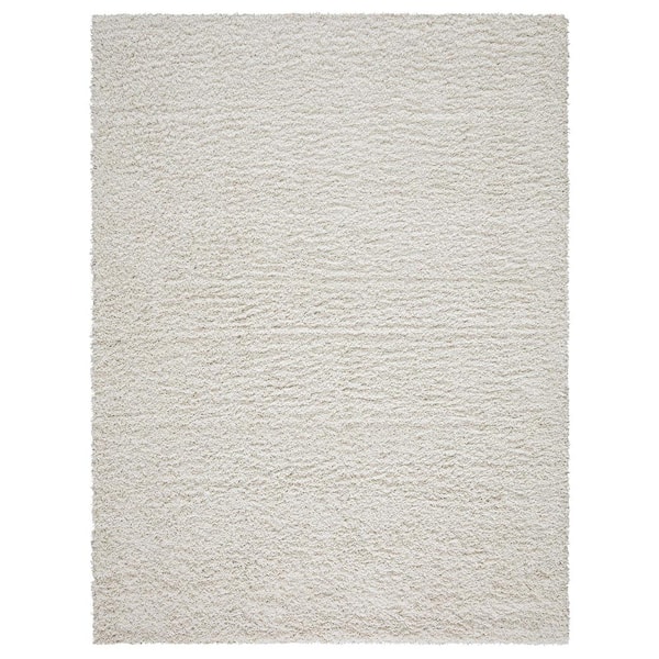 Ottomanson Mirage Collection Non-Slip Rubberback Solid Soft Cream 5 ft. x 7 ft. Indoor Area Rug